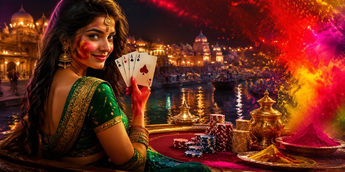 Indian poker game with player wearing saree
